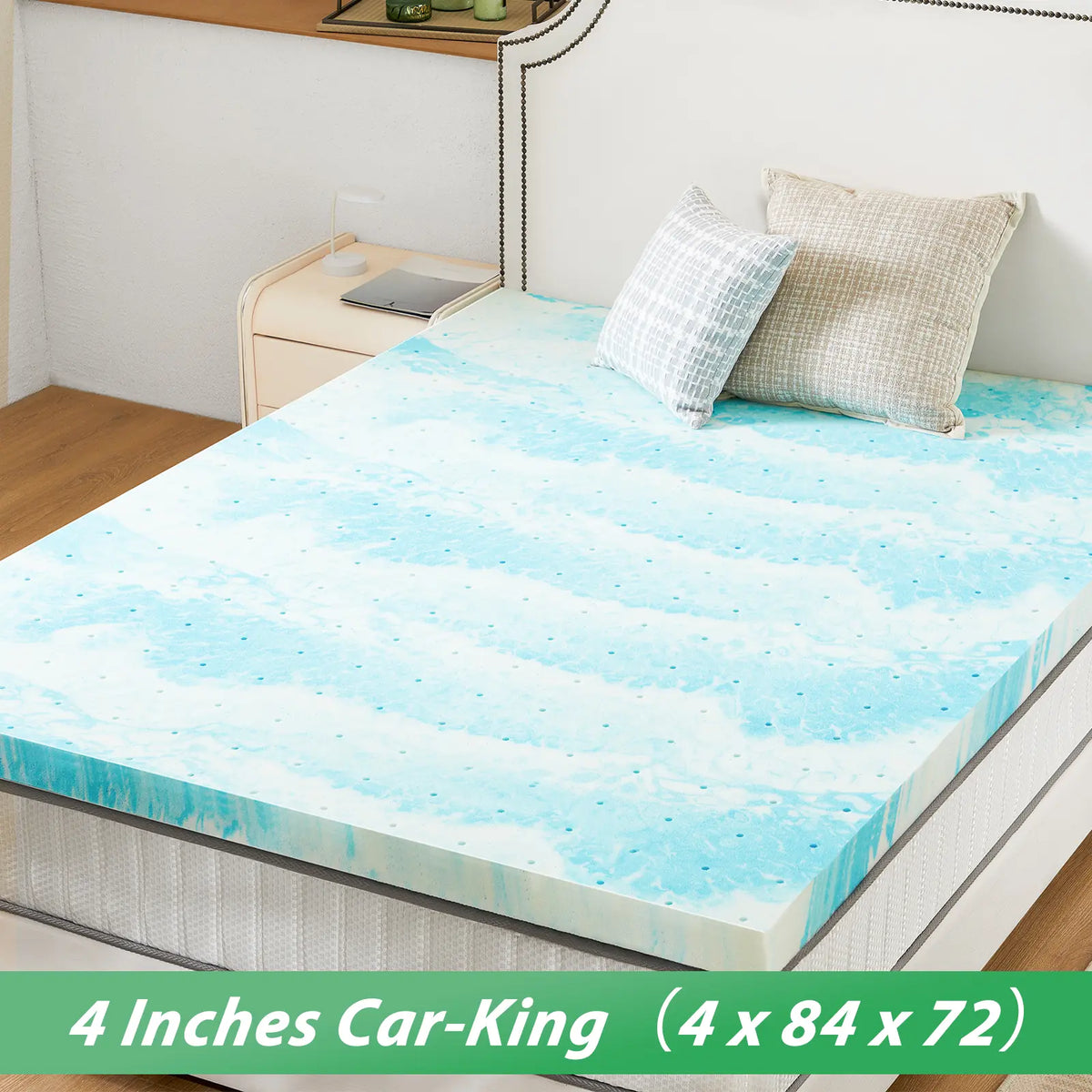Soft Cooling Gel Swirl Infused Memory Foam Mattress Topper - Breathable Memory Foam Cushioning Bedding, Ideal Gift for Cozy Sleep