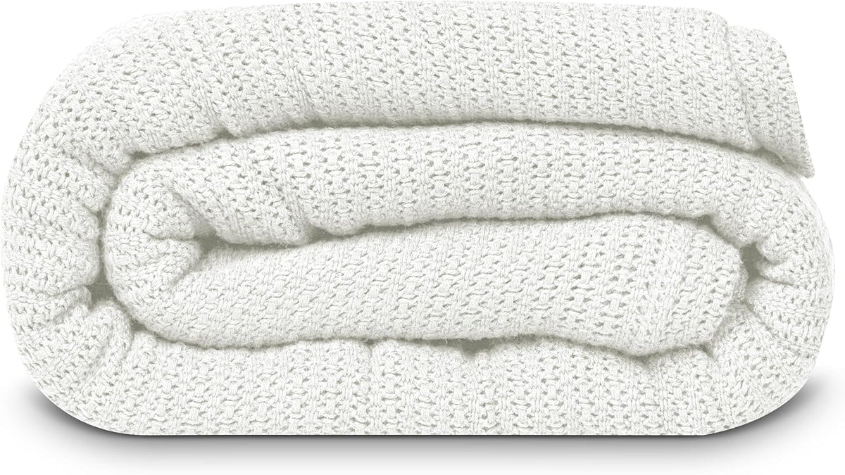 Linteum 100% Cotton Open-Cell Leno Weave Blanket — Breathable All Season — Queen 90x90 — Hunter Green