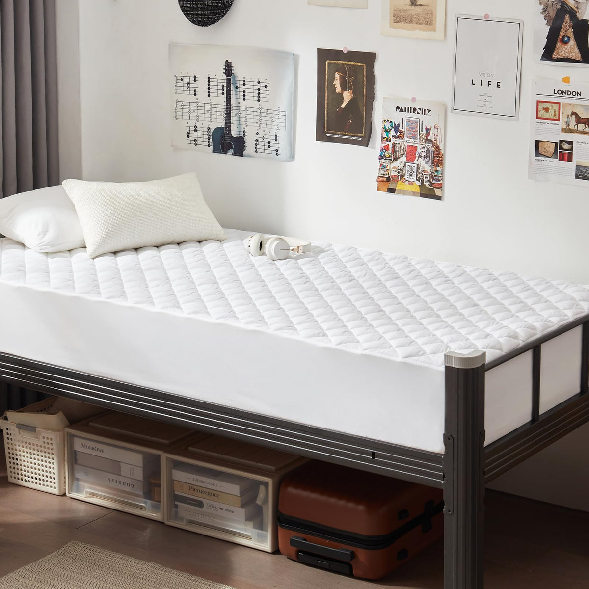 UNILIBRA Twin Size Mattress Pad Cooling Rayon from Bamboo, Quilted Fitted Mattress Protector Pillow Top Single Mattress Cover with Deep Pocket Up to 19 Inches, Ultra Soft Filling Mattress Topper