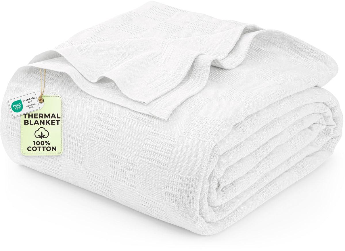 Utopia Bedding 100% Cotton Thermal Blanket Khaki Twin, 90x72 Inches