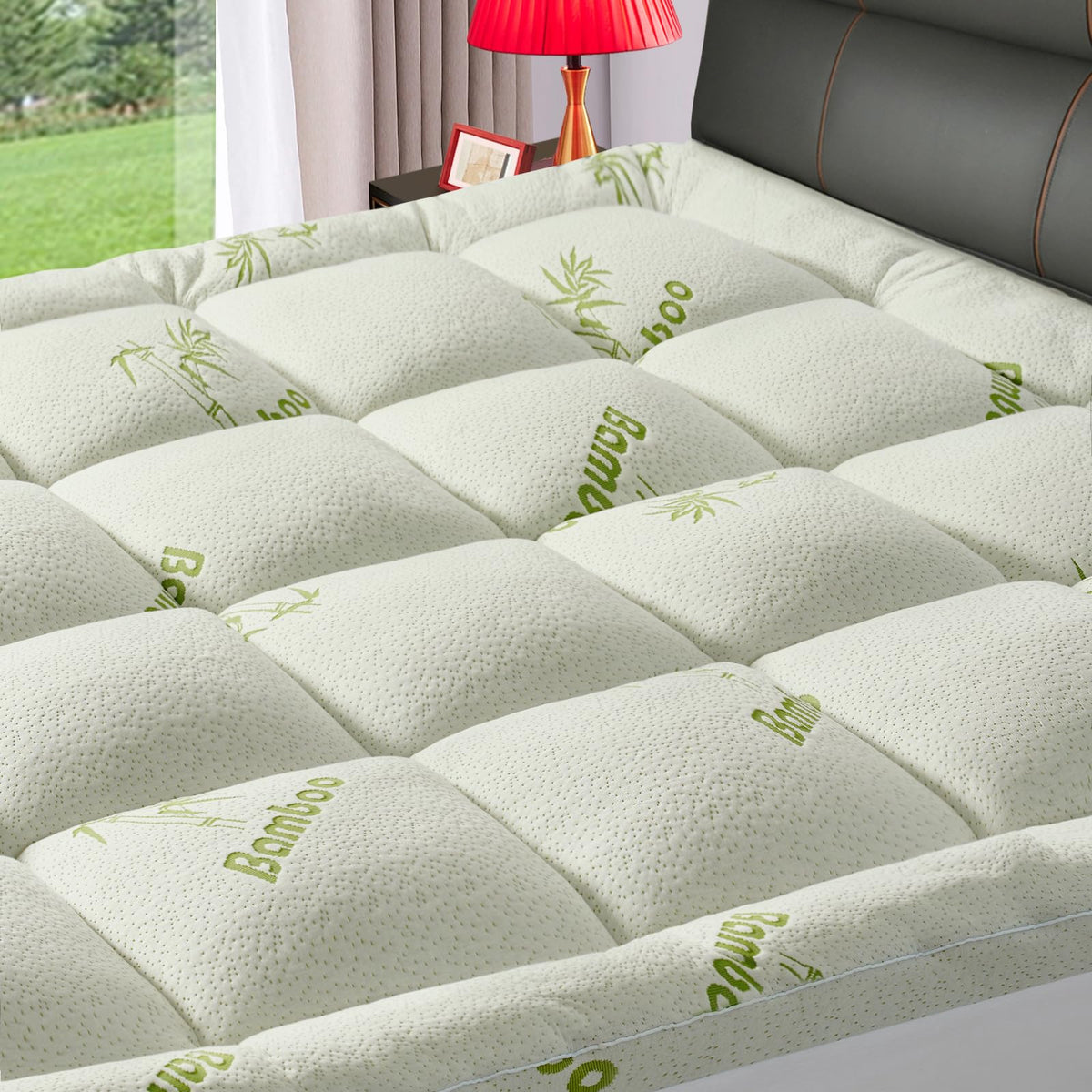 PATSBA Full Size Mattress Topper for Back Pain,Premium Viscose Made from Bamboo 1200 GSM Extra Thick Mattress Pad,Quilted Fitted Pillow Top Mattress Cover with Deep Pocket Up to 21 Inches(54 * 75inch)