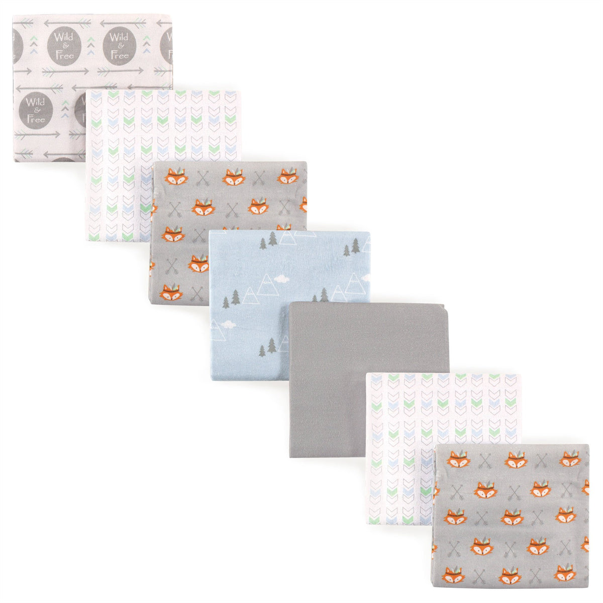 Luvable Friends Unisex Baby Cotton Flannel Receiving Blankets, Basic Elephant 7-Pack, One Size