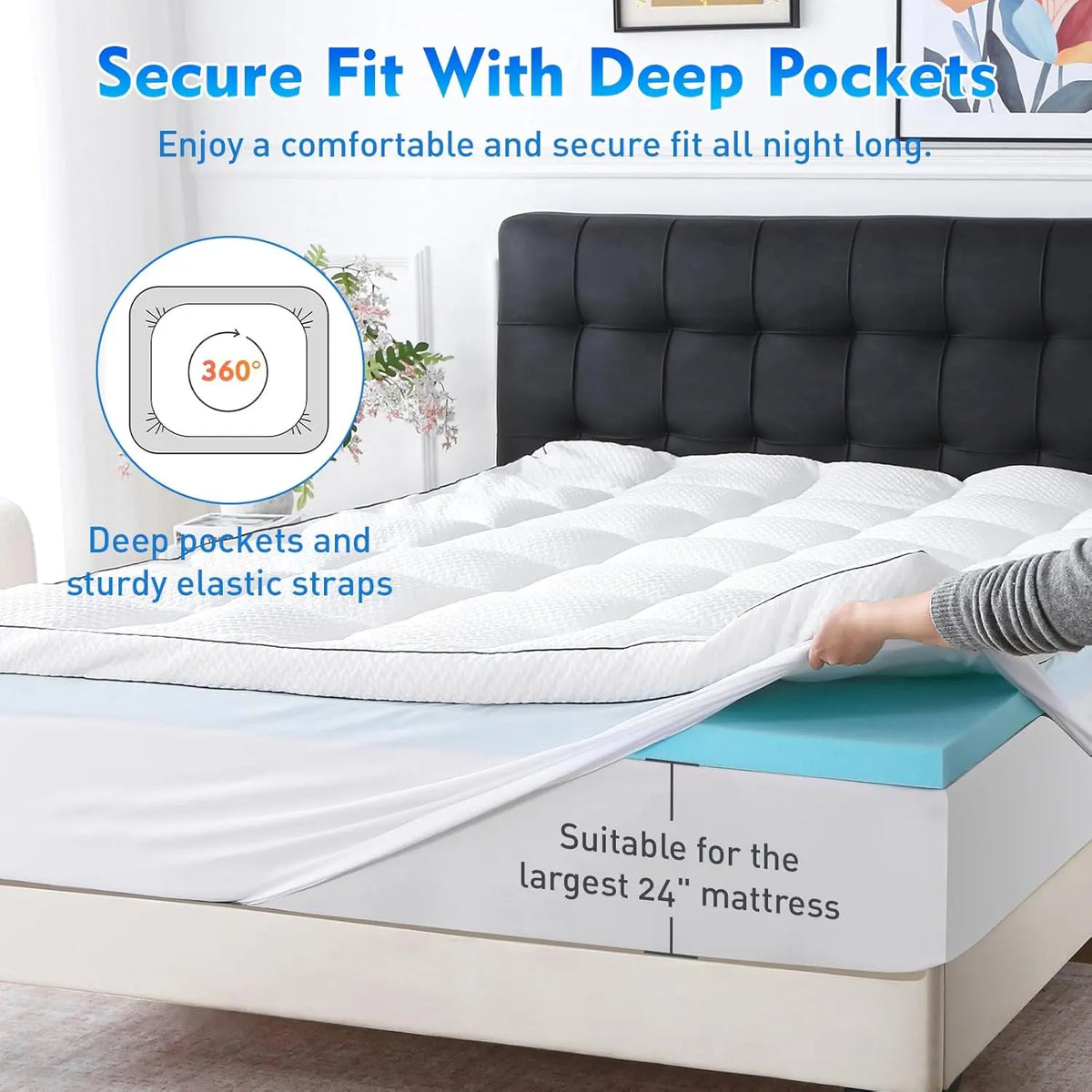 Dual Layer 5 Inch Size Memory Mattress Topper, 3 Inch Quilted Top Mattress Pad Cover and 2 Inch Cooling Gel , Medium Firm for Support