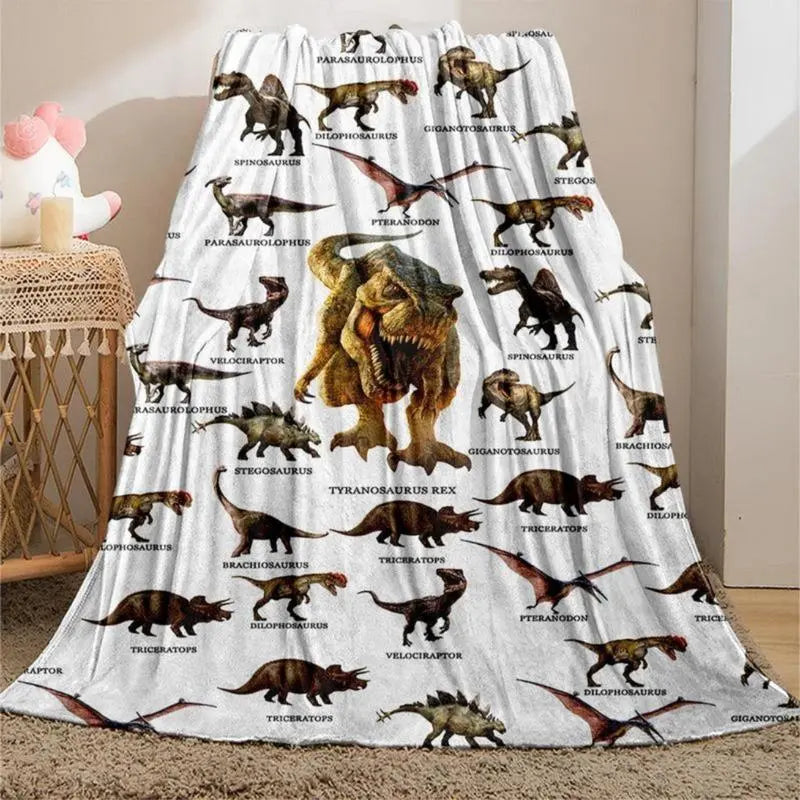 Dinosaur Print Cozy Blanket, 1 Count Soft Comfortable Warm Napping Throw, Sleeping Bedding Supplies for Home Office Travel, Decorative Giftable Blankets