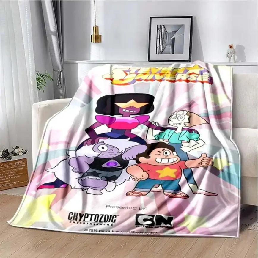 Steven Universe Crystal Gems Aesthetic Ultra-Soft Flannel Blanket, Easy Care, Wrinkle Resistant, Cozy Warm Throw for Bedroom Couch, Perfect Birthday Christmas Gift for Kids, Viral Trending Decor