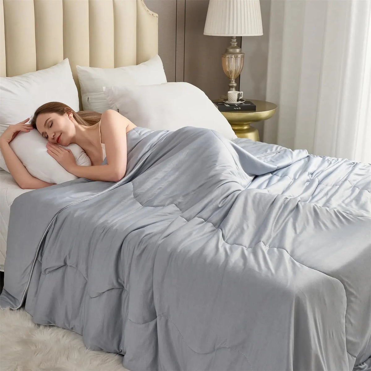 Queen Size & Twin Size Cooling Blanket - Nylon Fabric Cooling Bedding, Soft Silky-Soft Breathable Moisture-Wicking Dualtemp Sides Thin Layer, Easy Layering Easy Clean for Hot Sleepers Night Sweats, Summer Bedding Gift,sohochic