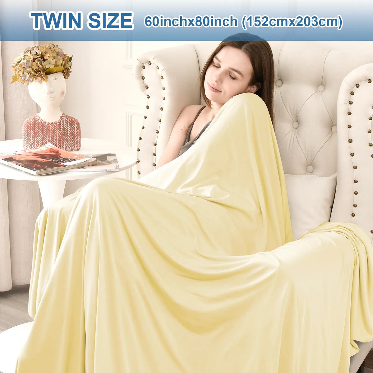 Back to School Summer Cooling Soft Blanket, Double‑Sided Cool Effect Lightweight Breathable Bed Throw, OEKO‑TEX Standard 100, Heat‑Dissipating Prevent Night Sweats for Sofa Camping Picnic Travel Outdoor Use