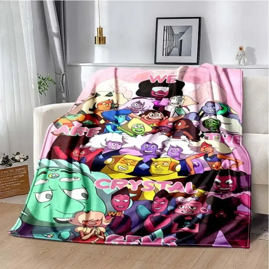 Steven Universe Crystal Gems Aesthetic Ultra-Soft Flannel Blanket, Easy Care, Wrinkle Resistant, Cozy Warm Throw for Bedroom Couch, Perfect Birthday Christmas Gift for Kids, Viral Trending Decor