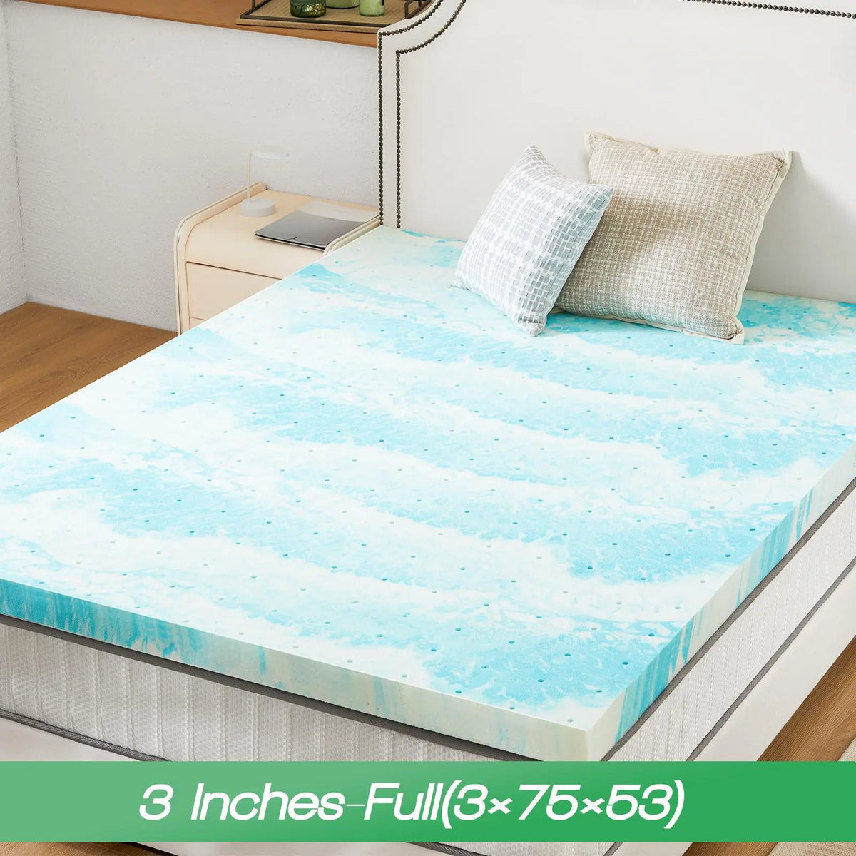 Soft Cooling Gel Swirl Infused Memory Foam Mattress Topper - Breathable Memory Foam Cushioning Bedding, Ideal Gift for Cozy Sleep