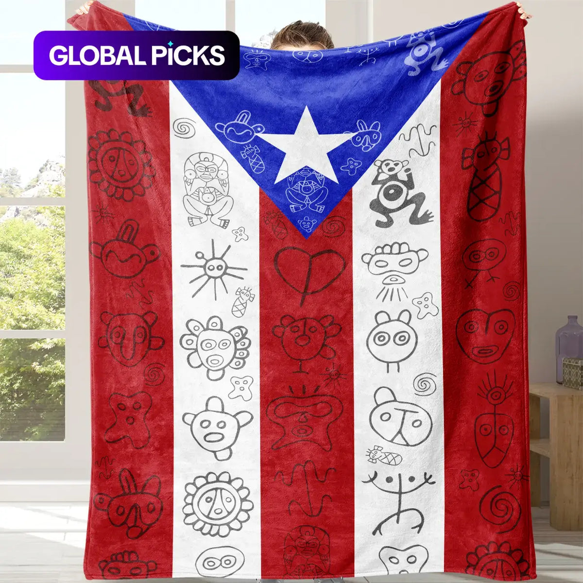 Puerto Rican Flag Flannel Blanket, Cozy Flannel Blanket, Blankets for Sofa, Soft Warm Fleece Beds Couches Throw for Sofa, Bed, Travel and Office, Lightweight Comfortable Home Decor Gift, Decorative Blanket, Soft Comfy Blanket, Cozy Blankets and Throws