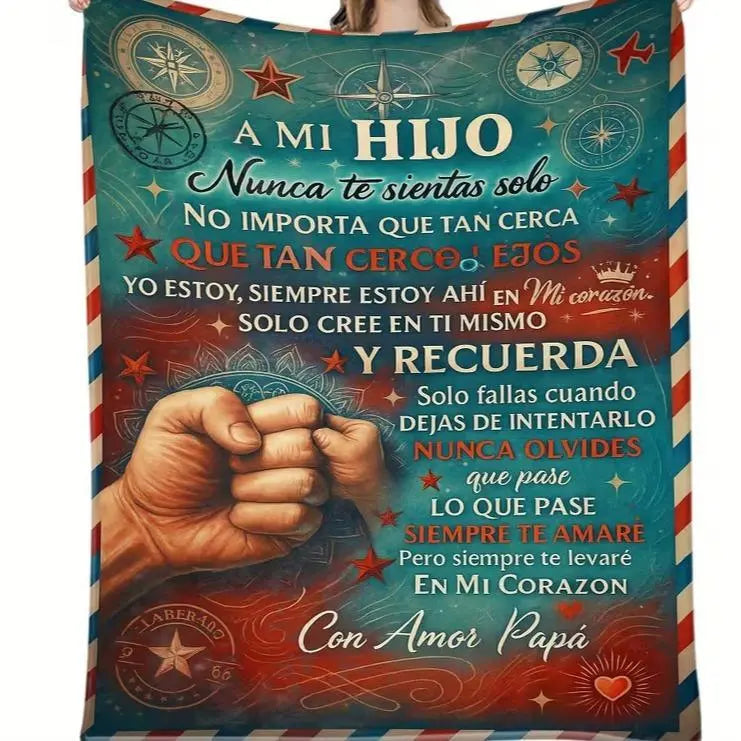 A Spanish letter: papa gives a blanket to his daughter, papa & mama give Birthday gift for son & daughter. A soft and comfortable flannel blanket, perfect for various occasions, a Valentine's Day gift.Easter Gifts for Kids
