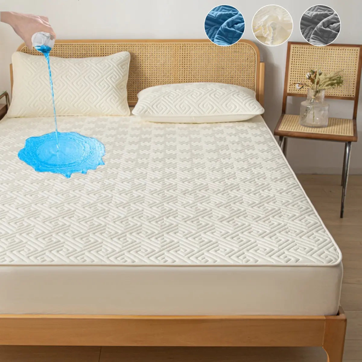 2/3PCS Waterproof & Stain Resistant Mattress Protector Set, Waterproof Mattress Cover, Deep Pocket 6"-18", Soft Skin-Friendly Quiet & Breathable, Machine Washable Bedding