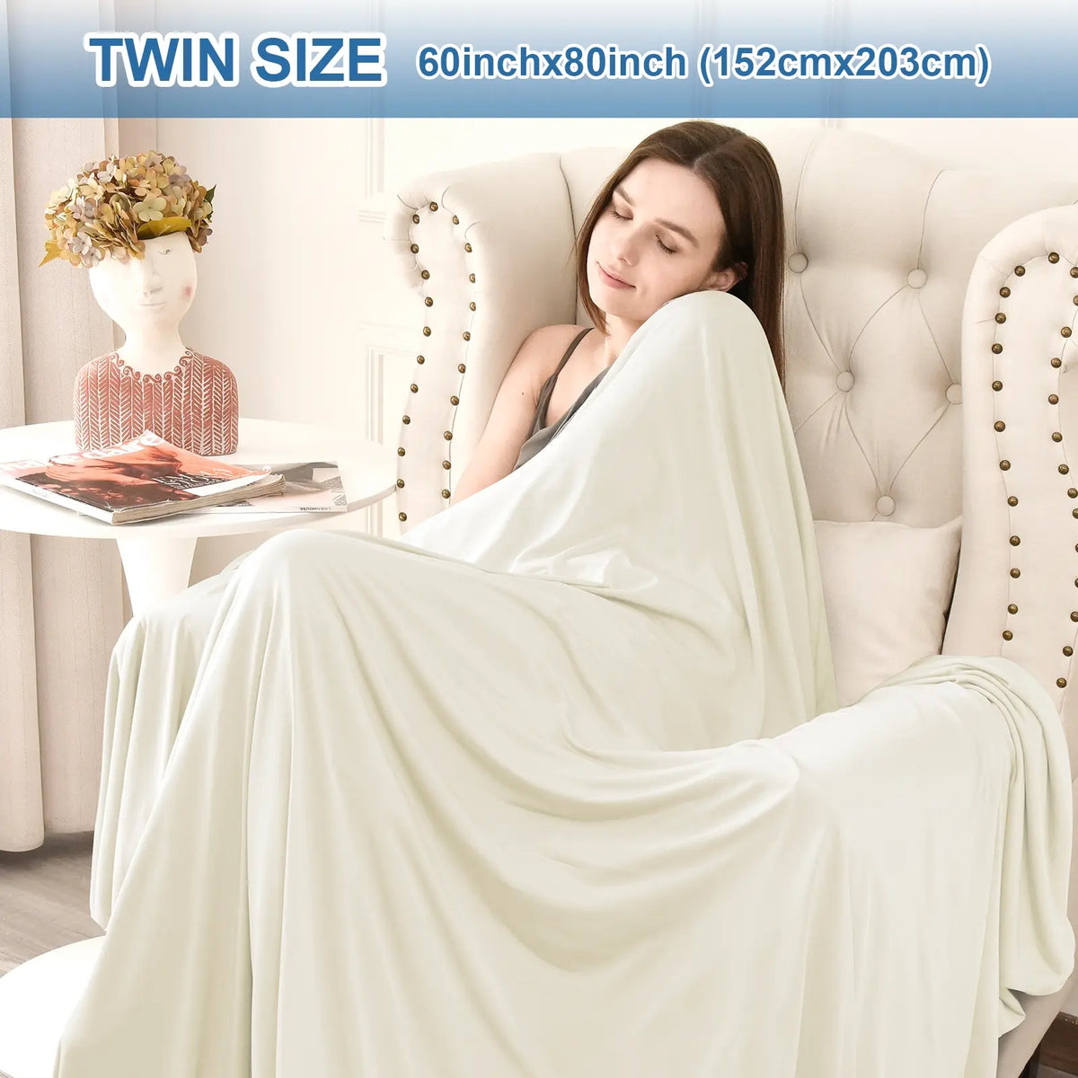 Back to School Summer Cooling Soft Blanket, Double‑Sided Cool Effect Lightweight Breathable Bed Throw, OEKO‑TEX Standard 100, Heat‑Dissipating Prevent Night Sweats for Sofa Camping Picnic Travel Outdoor Use