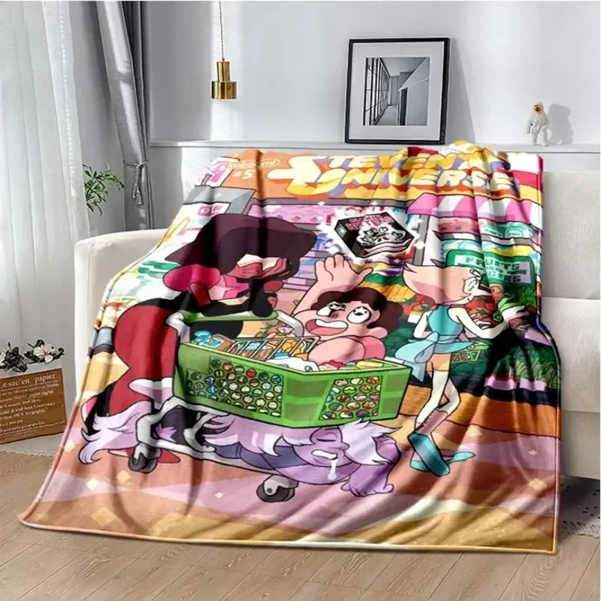 Steven Universe Crystal Gems Aesthetic Ultra-Soft Flannel Blanket, Easy Care, Wrinkle Resistant, Cozy Warm Throw for Bedroom Couch, Perfect Birthday Christmas Gift for Kids, Viral Trending Decor