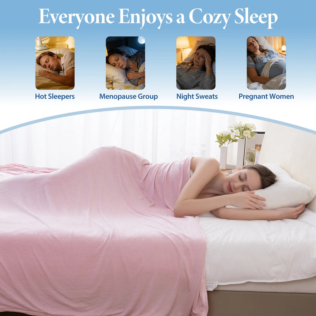 Queen Size & Twin Size Cooling Blanket - Nylon Fabric Cooling Bedding, Soft Silky-Soft Breathable Moisture-Wicking Dualtemp Sides Thin Layer, Easy Layering Easy Clean for Hot Sleepers Night Sweats, Summer Bedding Gift,sohochic
