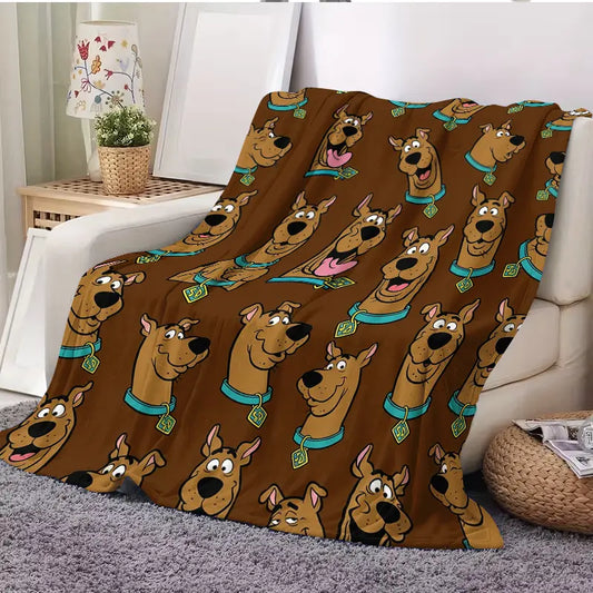 Classic Scooby-Doo Cartoon Print Flannel Throw Blanket - Lightweight Blanket, Super Soft Plush Flannel Fleece, Contemporary Character-Themed Home Decor Item for Bed & Sofa, Scooby Fan Gift for Kids, Sohochic