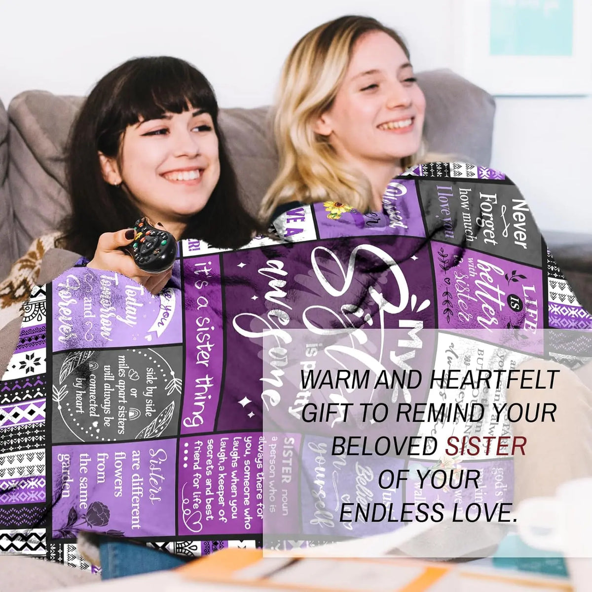 [mothers day gift for sister] Sister Gifts Blanket, Sister Gifts from Sister, Happy Birthday Gifts for Sister, Soft Comfortable Flannel Sister Gifts for My Dear Sister on Mother's Day - Sister Throw Blanket