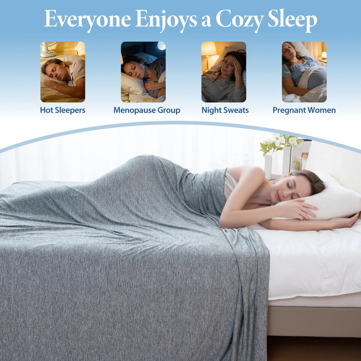 Queen Size & Twin Size Cooling Blanket - Nylon Fabric Cooling Bedding, Soft Silky-Soft Breathable Moisture-Wicking Dualtemp Sides Thin Layer, Easy Layering Easy Clean for Hot Sleepers Night Sweats, Summer Bedding Gift,sohochic