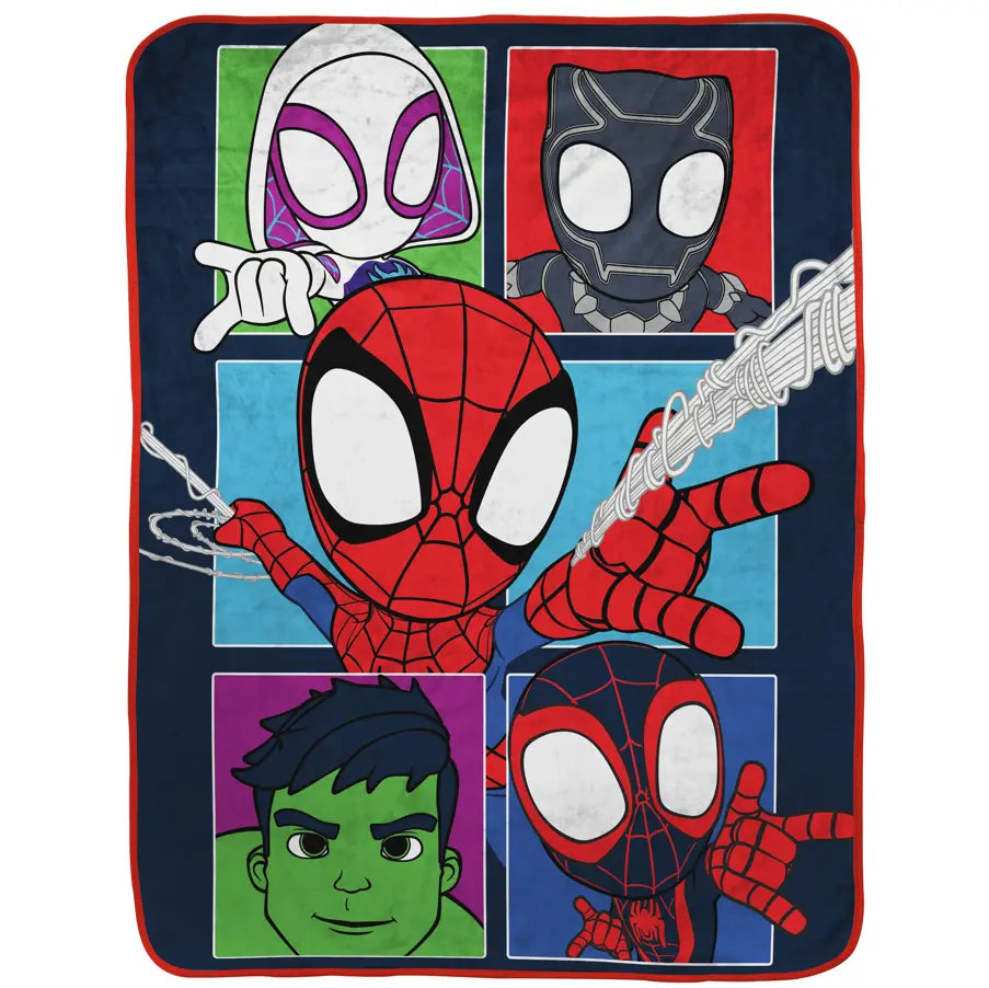 Disney Sunny Side Up Marvel Spidey & His Amazing Friends Soft Throw Blanket for Kids' Bedding, Boys Room Decor, Cool Gifts for Kids, Room Stuff for Boys