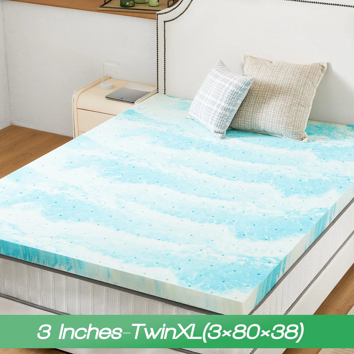 Soft Cooling Gel Swirl Infused Memory Foam Mattress Topper - Breathable Memory Foam Cushioning Bedding, Ideal Gift for Cozy Sleep