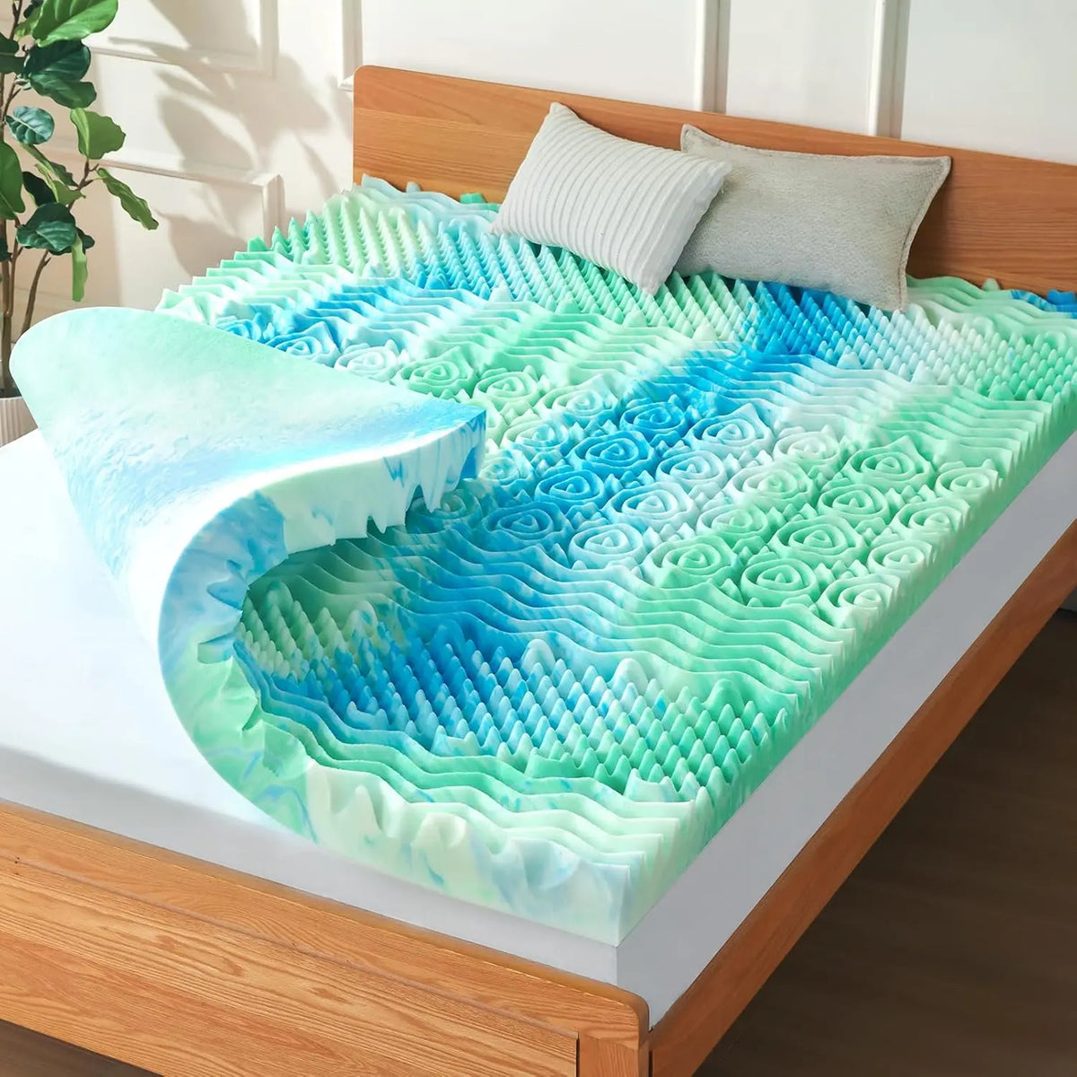 3 Inch 7-Zone  Memory  Mattress Topper Egg Crate Cooling Gel Infused Mattress Pad Bed Topper for   and   Soft & Breathable, CertiPUR- Certified