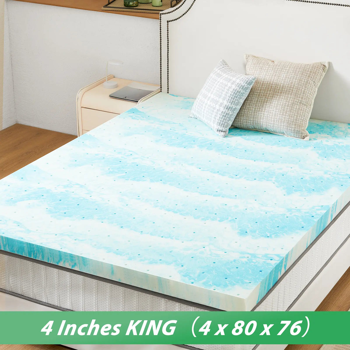Soft Cooling Gel Swirl Infused Memory Foam Mattress Topper - Breathable Memory Foam Cushioning Bedding, Ideal Gift for Cozy Sleep