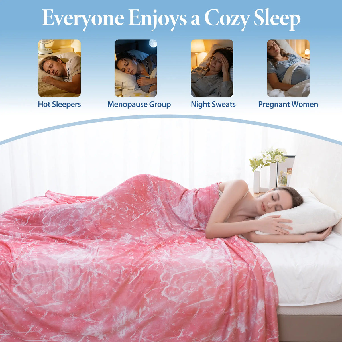 Queen Size & Twin Size Cooling Blanket - Nylon Fabric Cooling Bedding, Soft Silky-Soft Breathable Moisture-Wicking Dualtemp Sides Thin Layer, Easy Layering Easy Clean for Hot Sleepers Night Sweats, Summer Bedding Gift,sohochic
