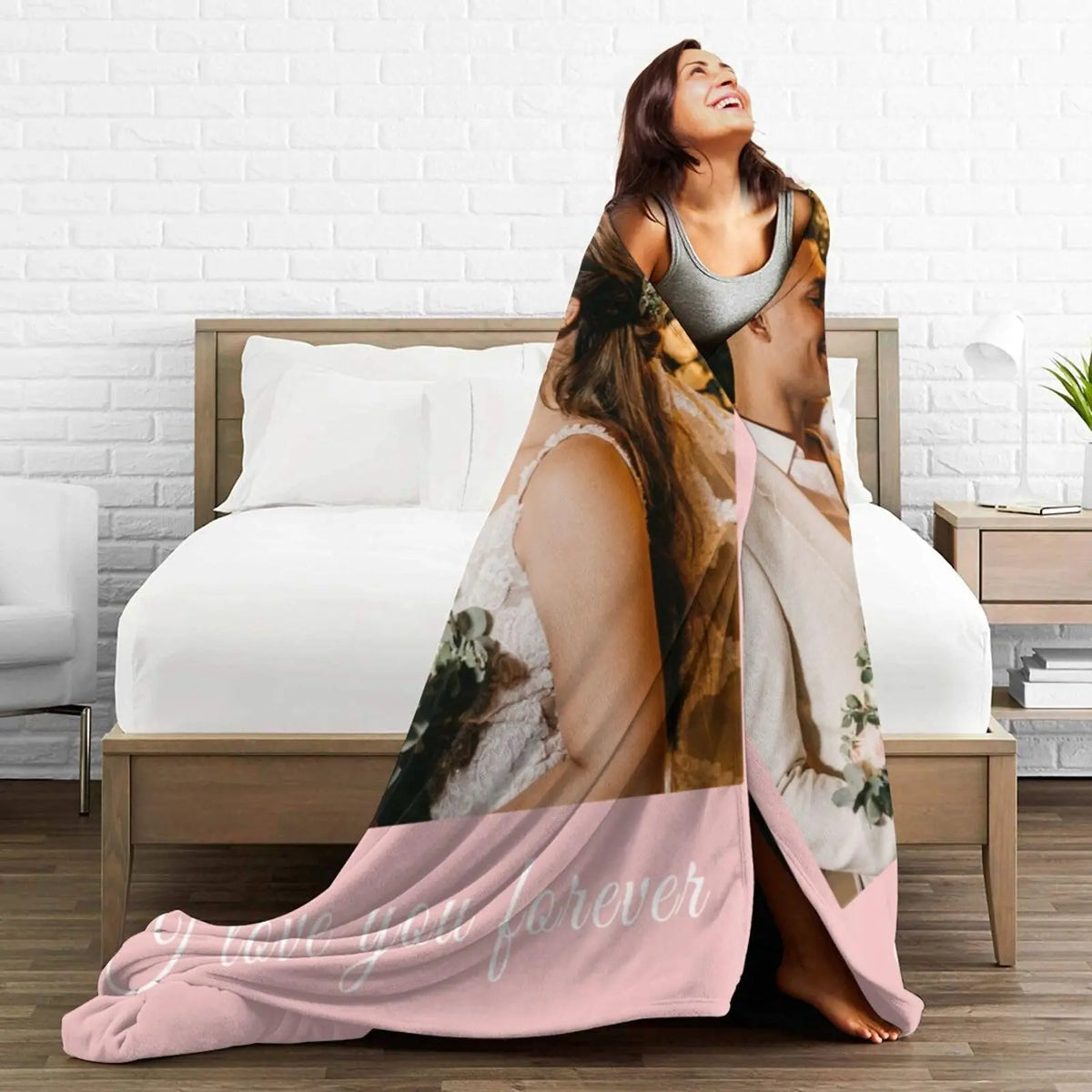 BARLEY ONE Click “Shop Chat”, Send Photos, Custom Photo Couples Blankets, These Personalized Couples Photo Blankets are Made of Soft Flannel, Perfect for Weddings, Mother's Day, Valentine's Day, Birthday Gift, Meaningful Mother's Day Gift