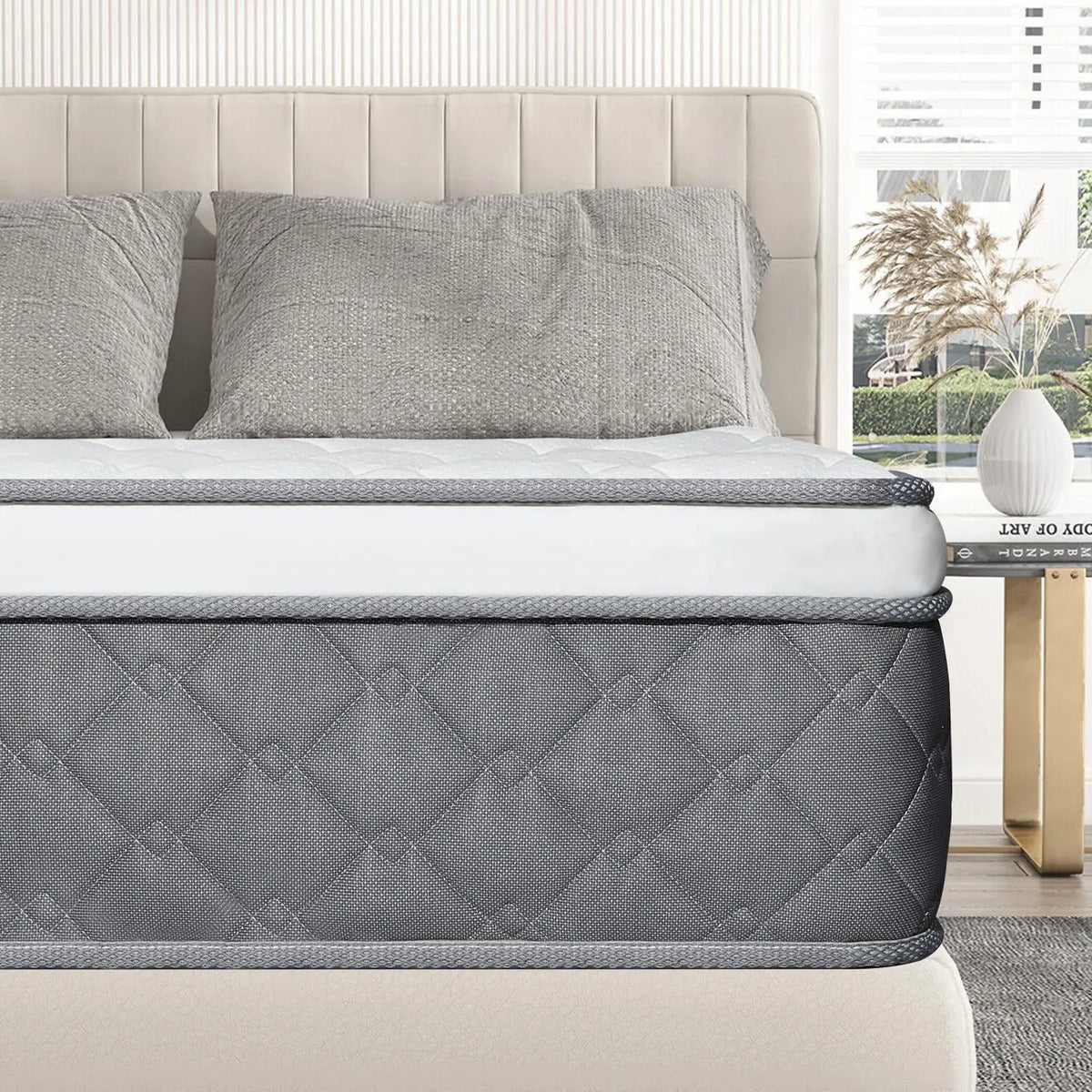 14 in Medium Firm Hybrid Premium Bed Mattress - Memory Foam, Pocket Spring, Motion Isolation, Multi-Size (Twin, Full, Queen, King) In-a-Box