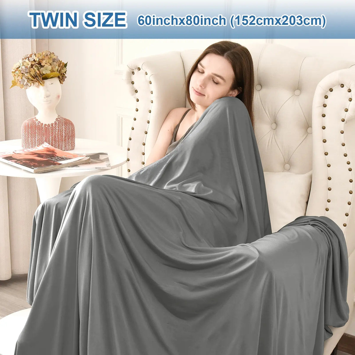 Back to School Summer Cooling Soft Blanket, Double‑Sided Cool Effect Lightweight Breathable Bed Throw, OEKO‑TEX Standard 100, Heat‑Dissipating Prevent Night Sweats for Sofa Camping Picnic Travel Outdoor Use