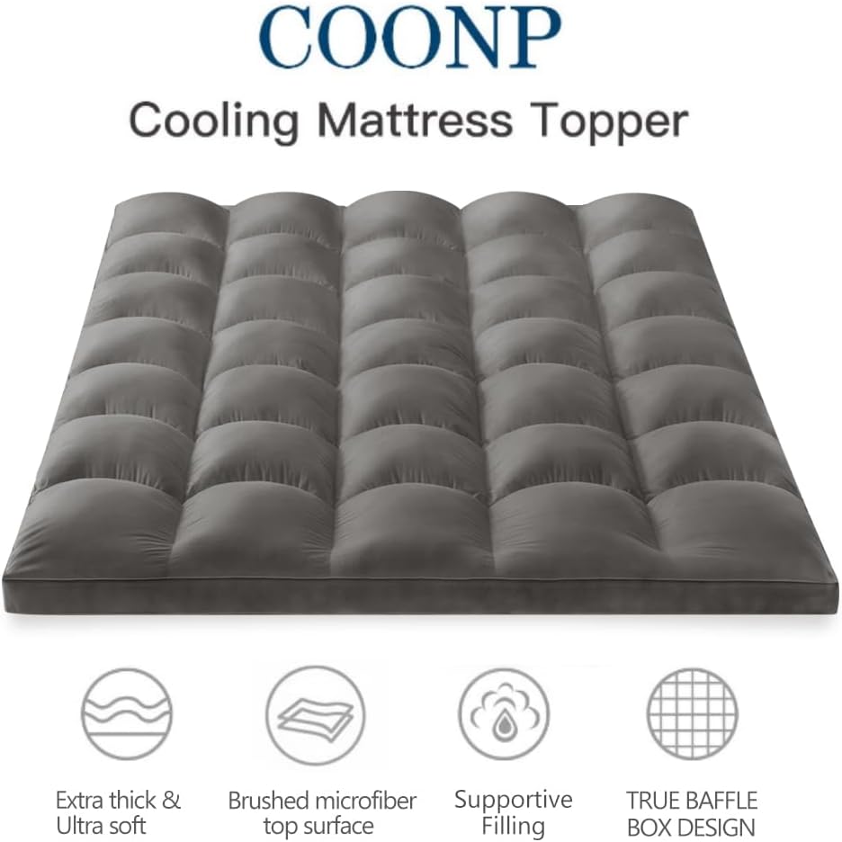 COONP King Mattress Topper, Extra Thick Pillow Top Mattress Pad Cover