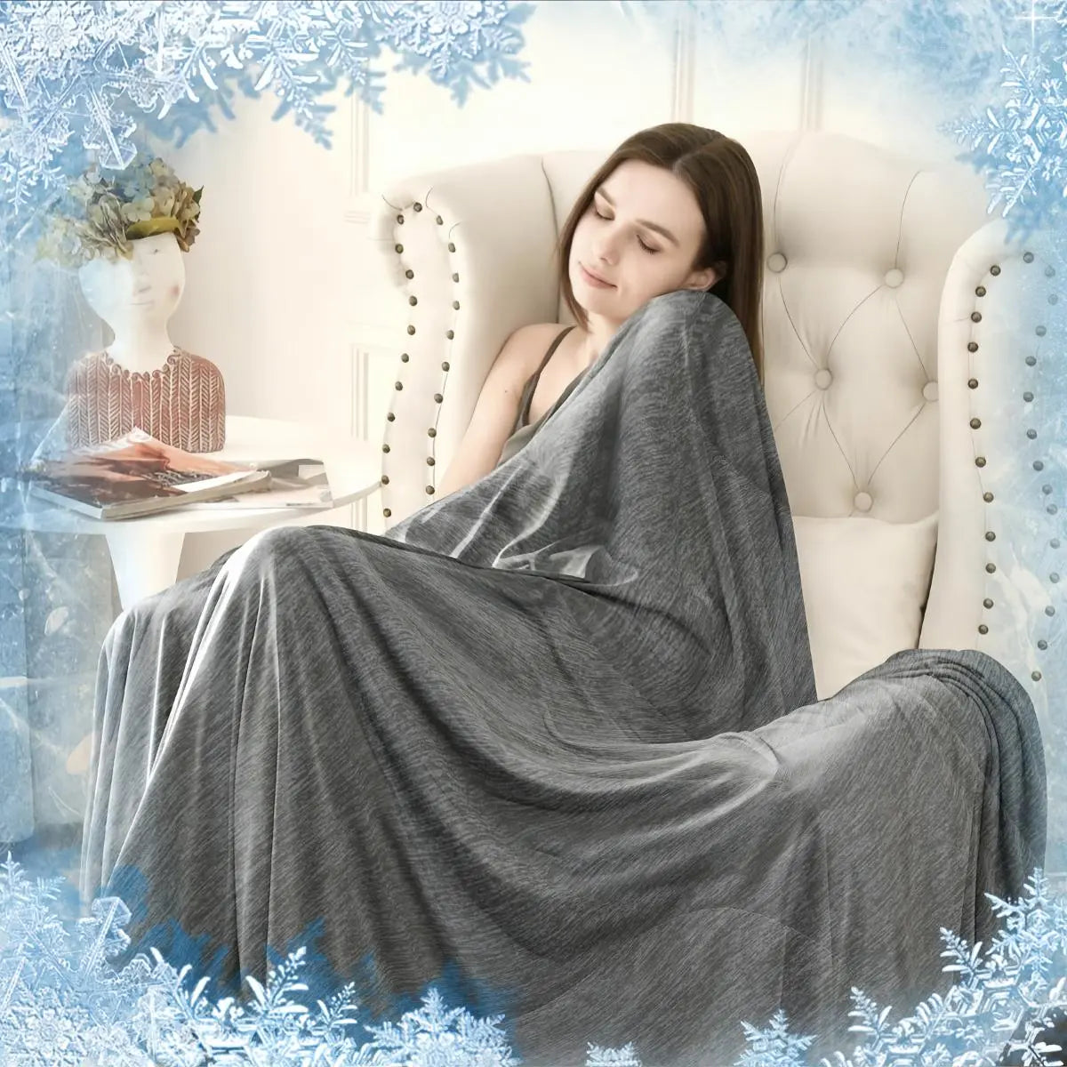 Reversible Cooling Blanket for Hot Sleepers, 0.43 Q-max Cold Touch, Lightweight Ultra-Thin Summer Throw Blanket, Soft Cool Blanket for Bed, Sofa, Travel, Dorm, Office, Gift for Women Men, Soft Comfy Blanket, Cooling Throw Blankets