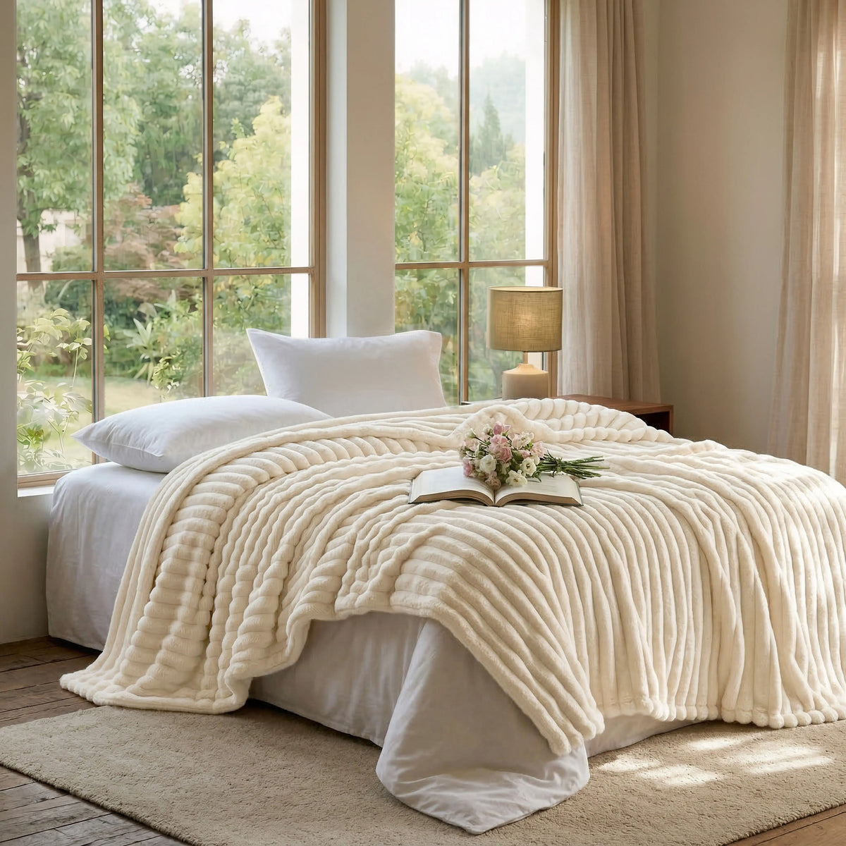 Raybee Super Soft Cozy Blanket Queen Size - Breathable Lightweight Blankets for Bed,Couch,Travel,Office,Summer Cooling Throw Blankets for Hot Sleepers & Night Sweat,Perfect Gift Ideal