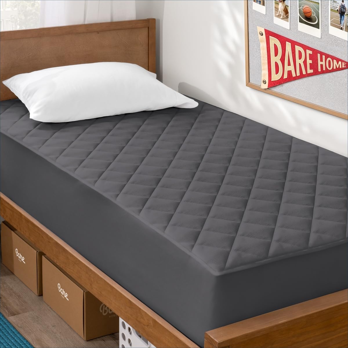 Bare Home Quilted Fitted Mattress Pad (Queen, White)