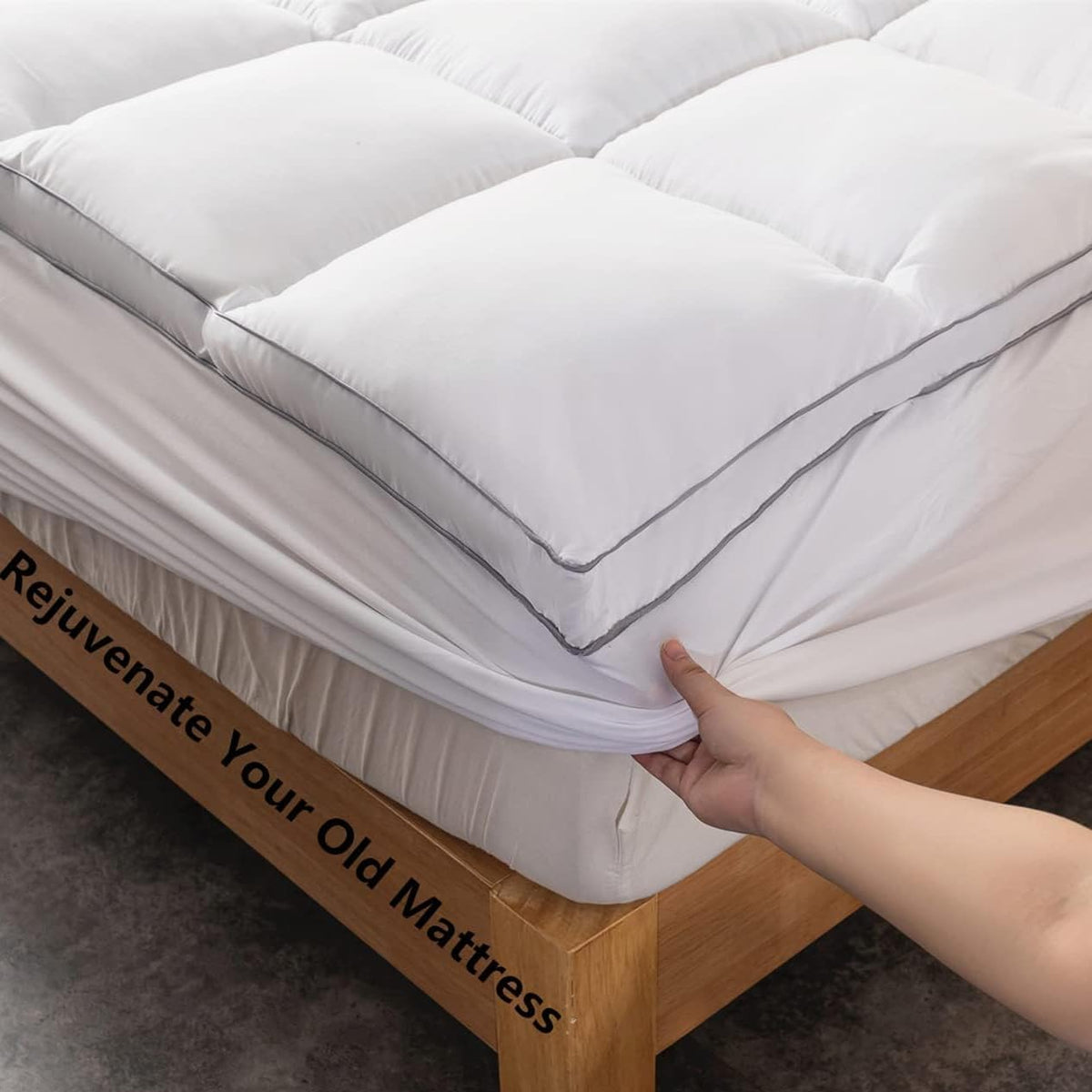 DROVAN Mattress Topper Queen Size - Extra Thick Mattress Pad Cover - Pillow Top Deep Pocket with Breathable 7D Spiral Fiber Filling Cooling Mattress Cover