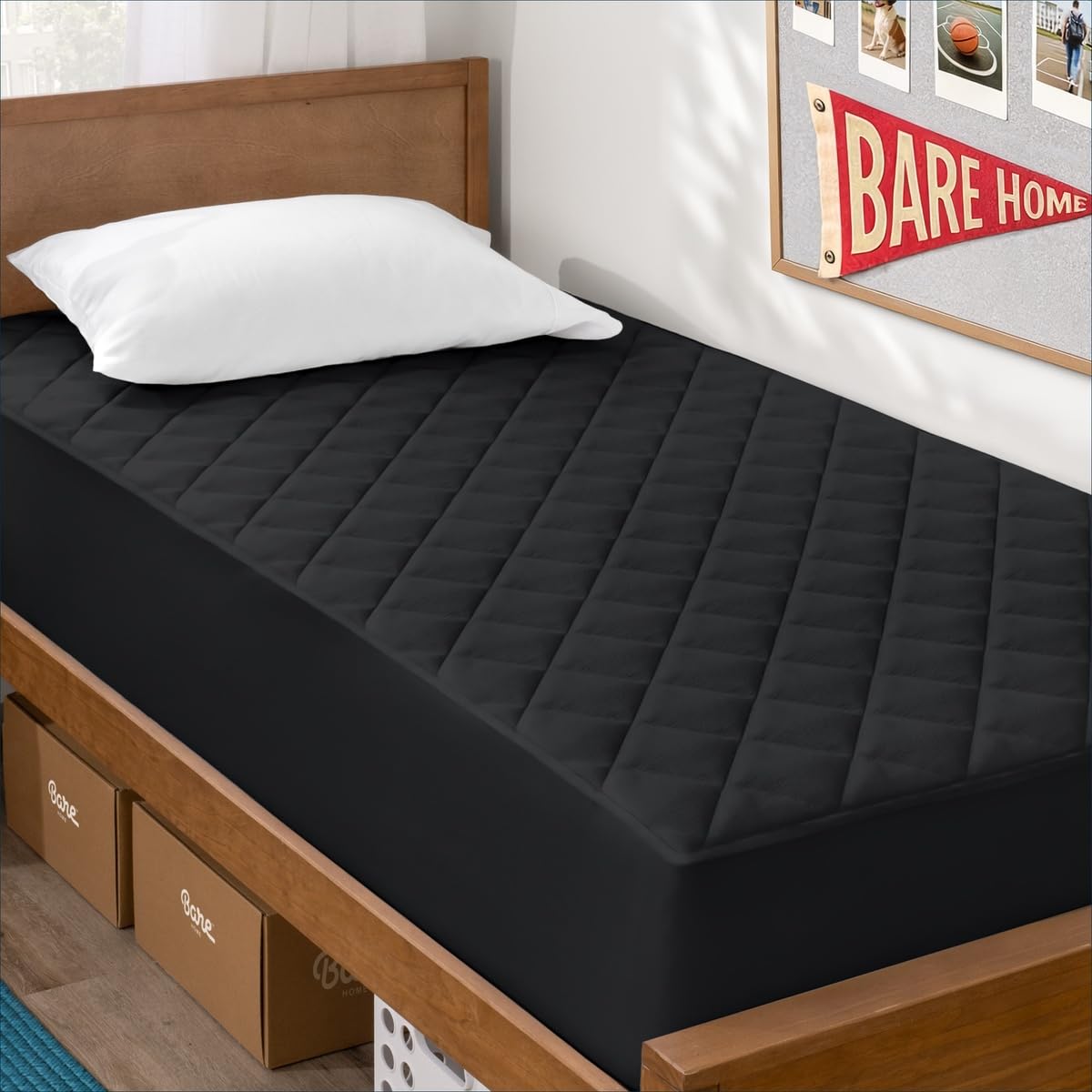 Bare Home Quilted Fitted Mattress Pad (Queen, White)
