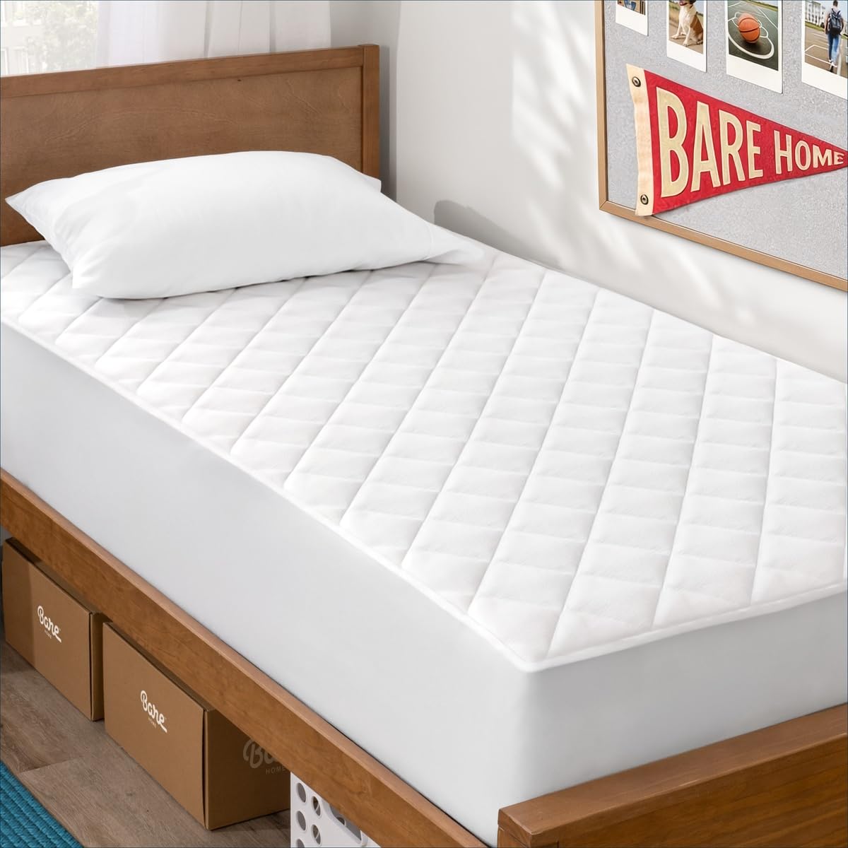 Bare Home Quilted Fitted Mattress Pad (Queen, White)