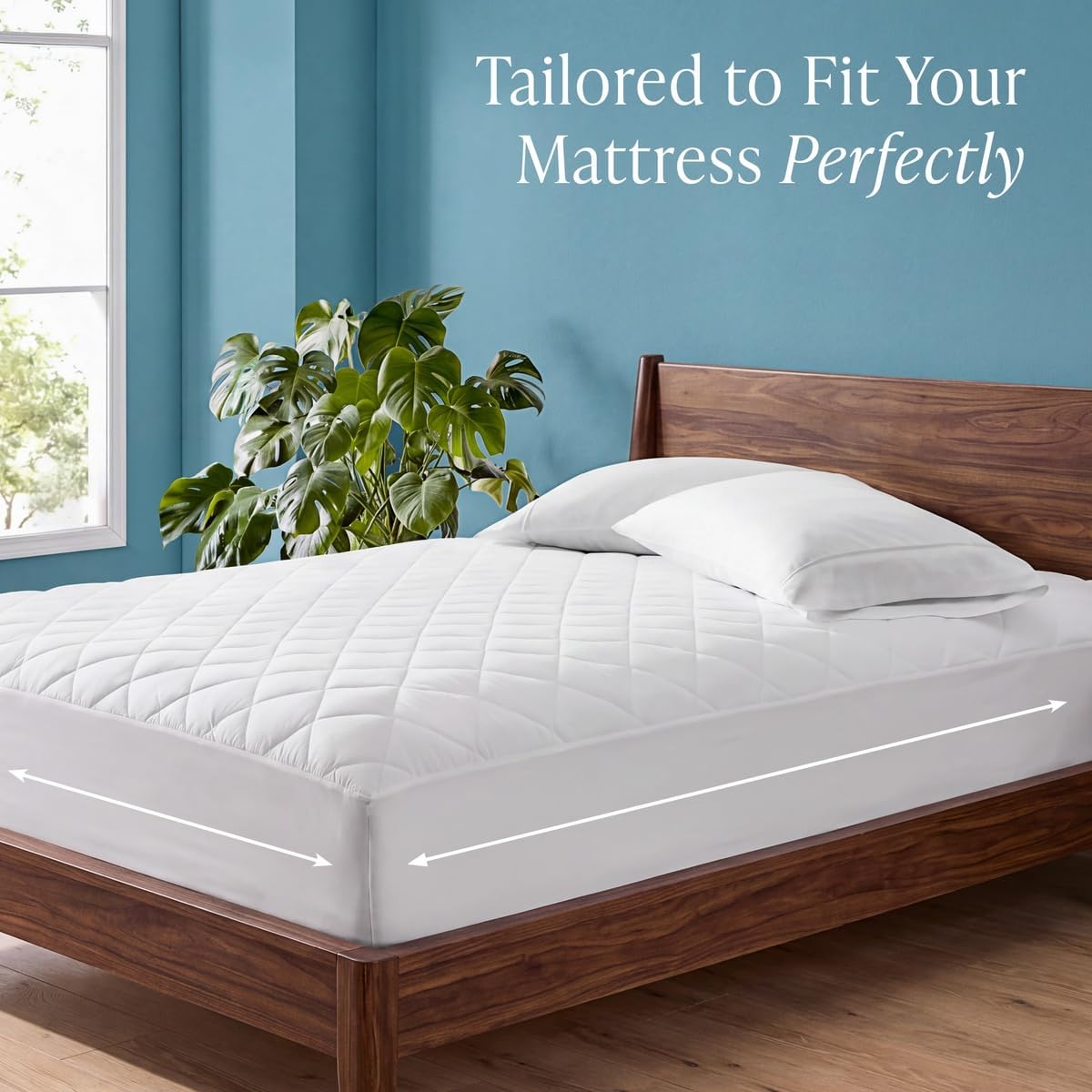 Bare Home Quilted Fitted Mattress Pad (Queen, White)
