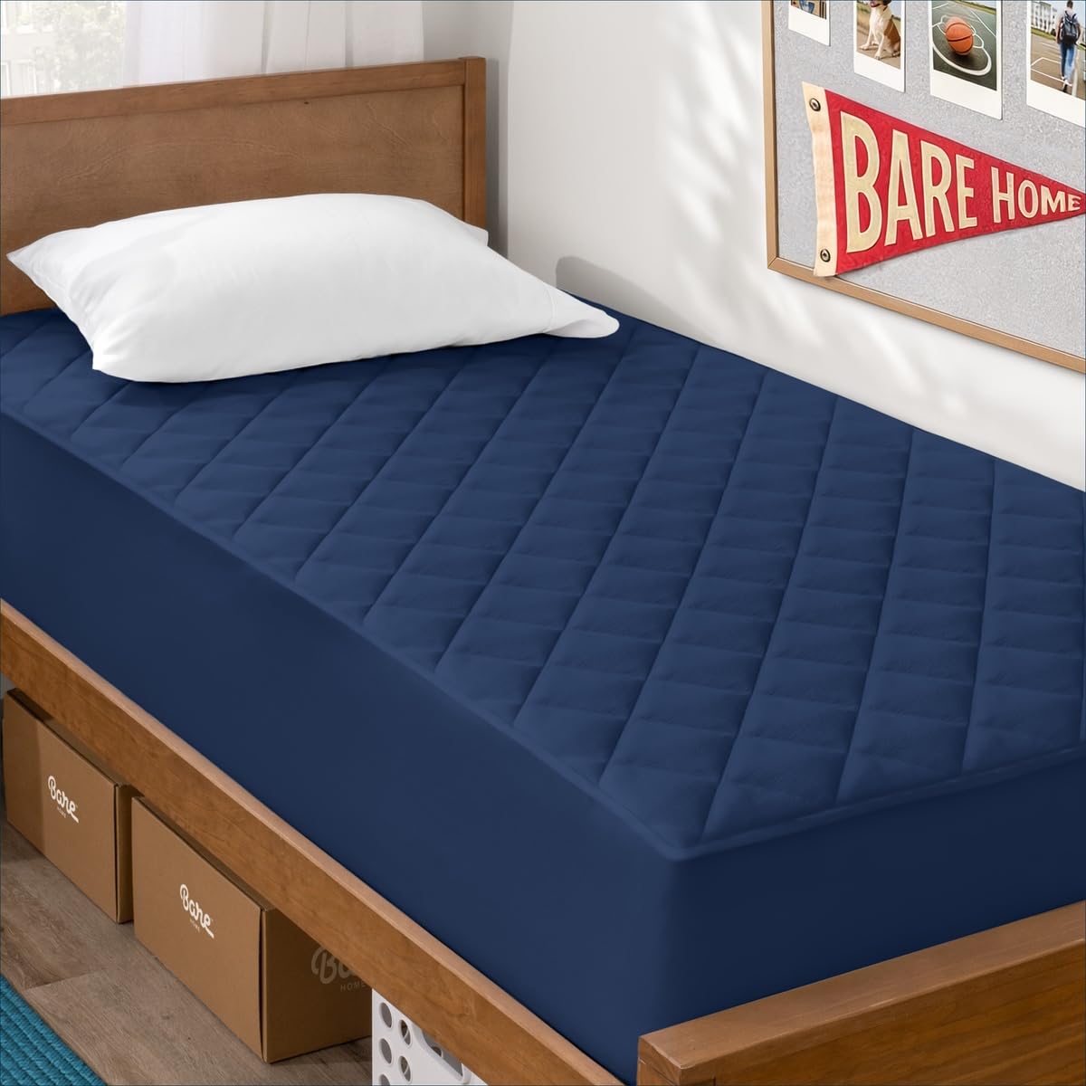 Bare Home Quilted Fitted Mattress Pad (Queen, White)
