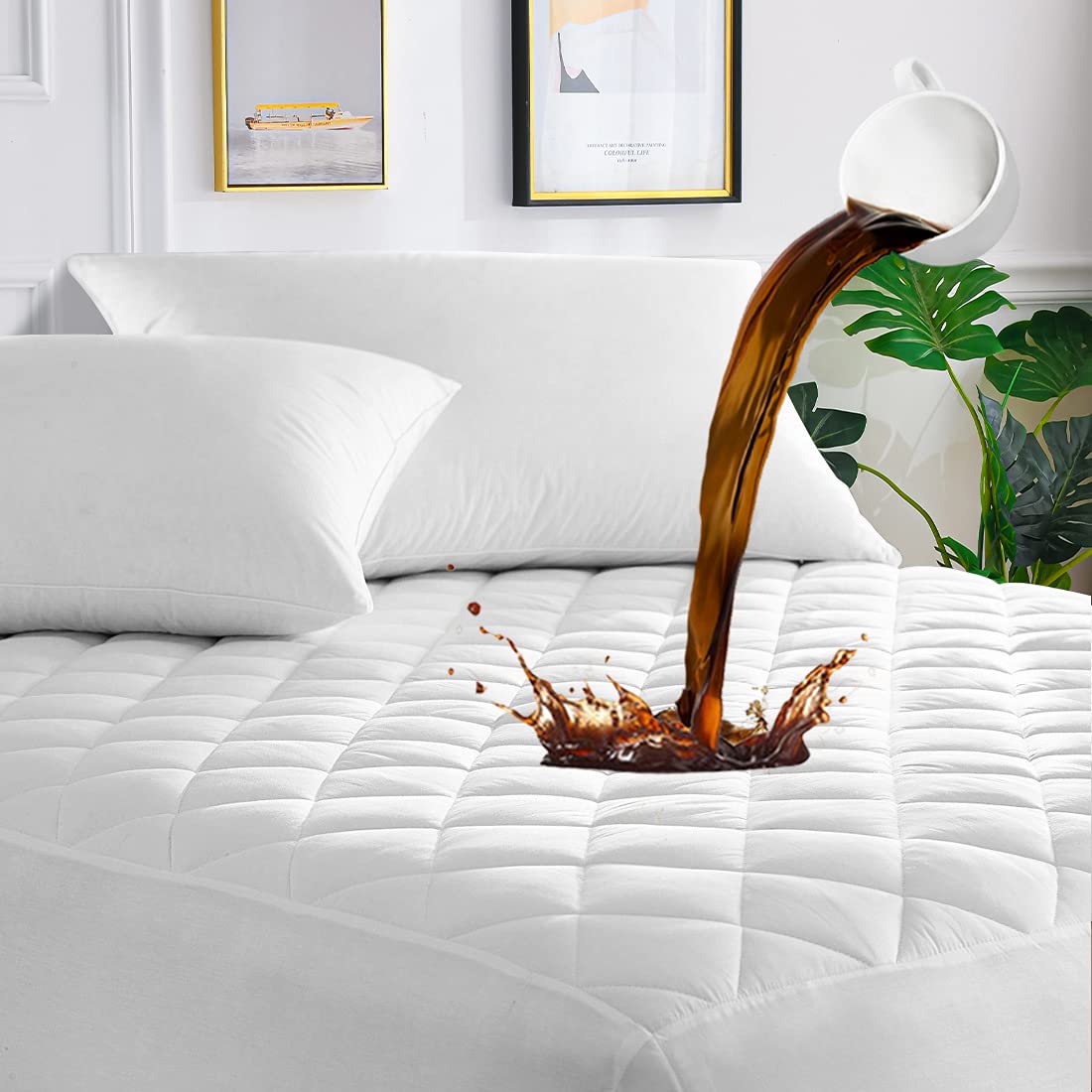 UNILIBRA Twin Size Mattress Pad Cooling Rayon from Bamboo, Quilted Fitted Mattress Protector Pillow Top Single Mattress Cover with Deep Pocket Up to 19 Inches, Ultra Soft Filling Mattress Topper