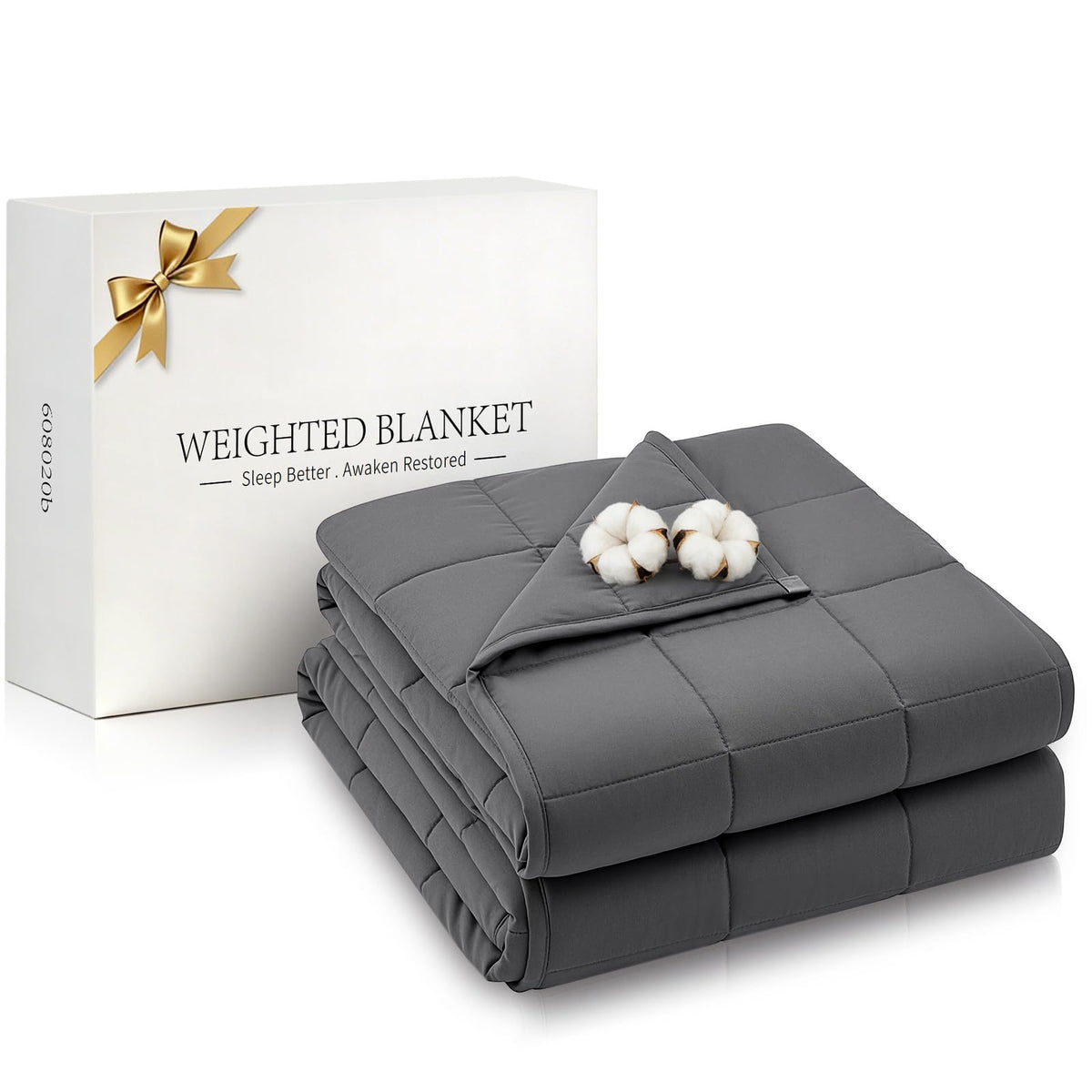 RJOP Cooling Weighted Blanket for Adults (15lbs, 60"x80") Heavy Blanket with Premium Glass, Queen Size Perfect for 190-210 lbs, Soft Breathable, Dark Grey