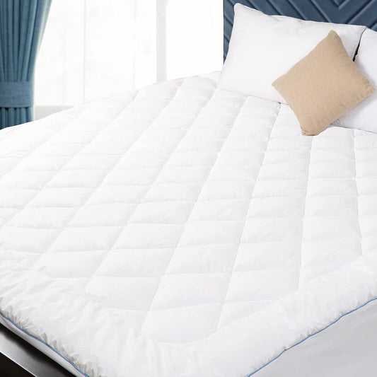 Queen Mattress Pad Cotton Quilted Cover 8-22" Deep Pocket, Regular