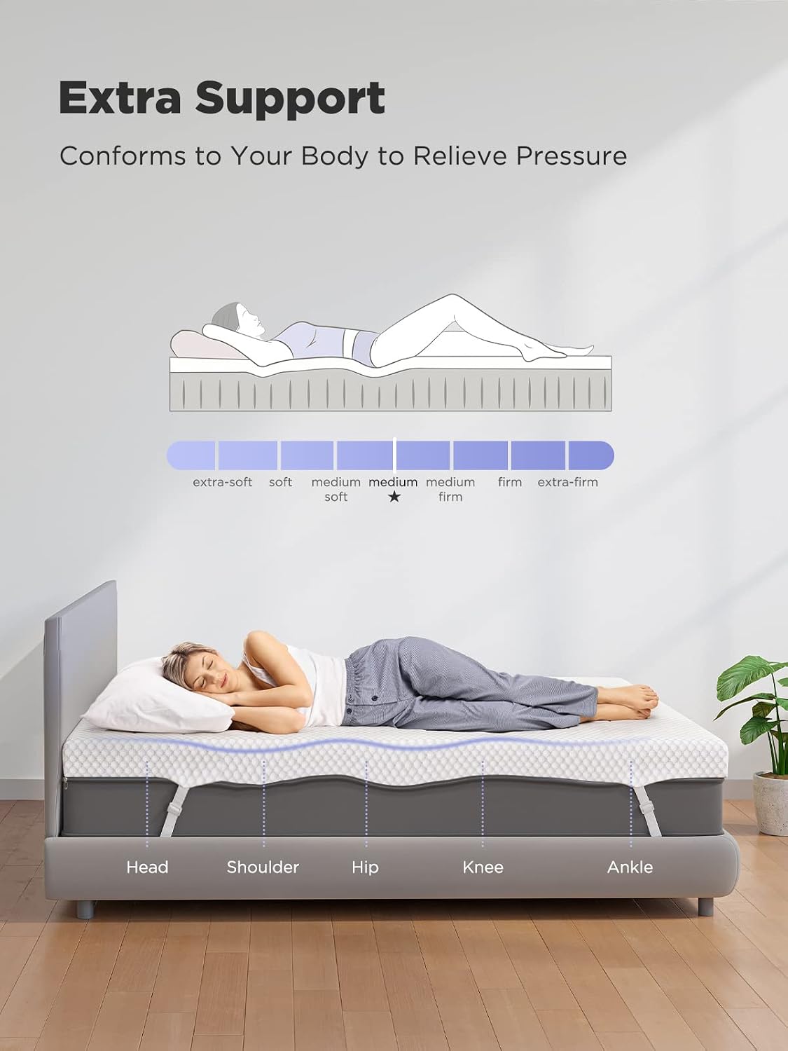 PERLECARE Full Size 3 Inch Gel Memory Foam Mattress Topper with Cover