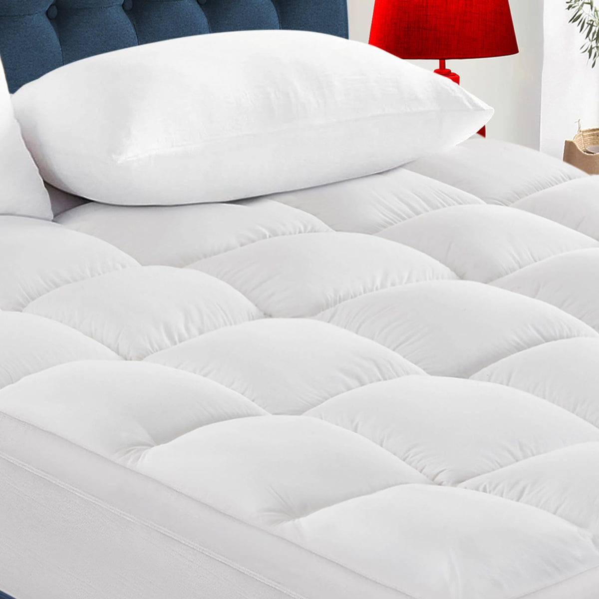 CYMULA Mattress Topper Queen Size - Extra Thick Cooling Mattress Pad Cover for Back Pain - Soft Mattress Protector Firm Bed Topper Pillow Top with 8-21 Inch Deep Pocket 3D Snow Down Alternative Fill