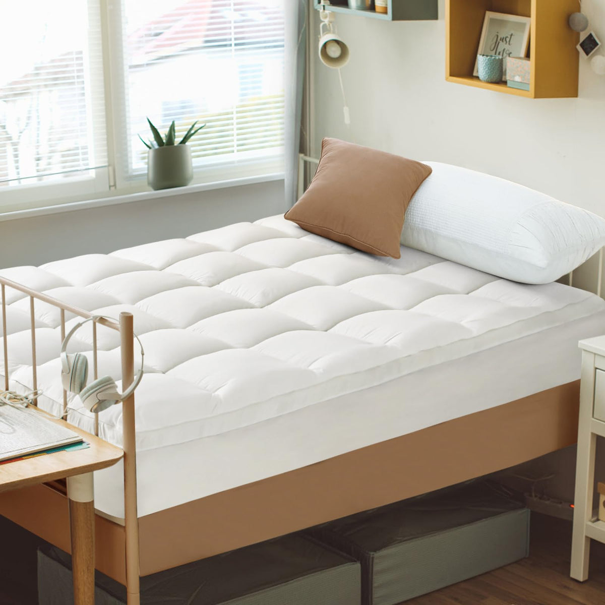 CYMULA Mattress Topper Queen Size - Extra Thick Cooling Mattress Pad Cover for Back Pain - Soft Mattress Protector Firm Bed Topper Pillow Top with 8-21 Inch Deep Pocket 3D Snow Down Alternative Fill