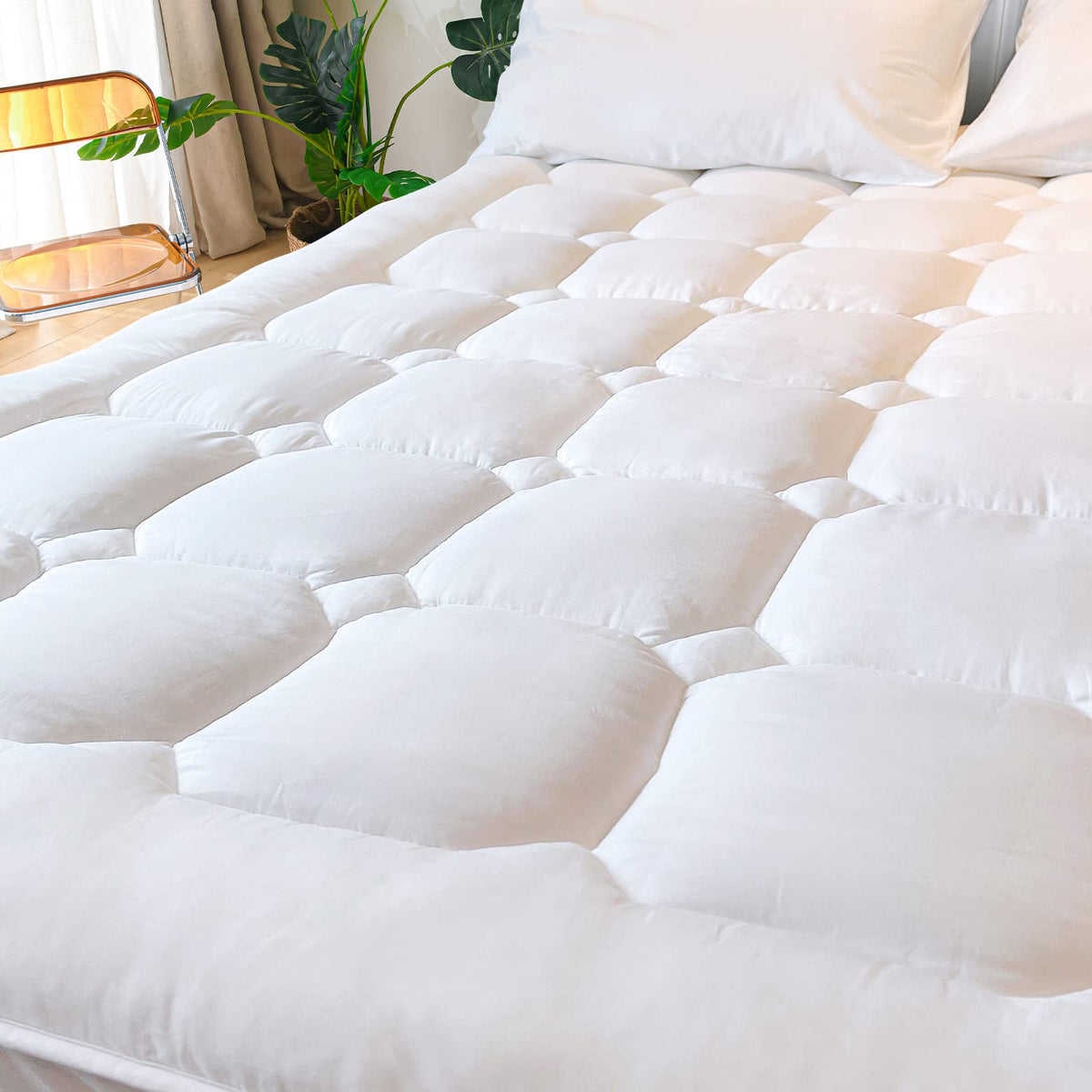 UNILIBRA Twin Size Mattress Pad Cooling Rayon from Bamboo, Quilted Fitted Mattress Protector Pillow Top Single Mattress Cover with Deep Pocket Up to 19 Inches, Ultra Soft Filling Mattress Topper