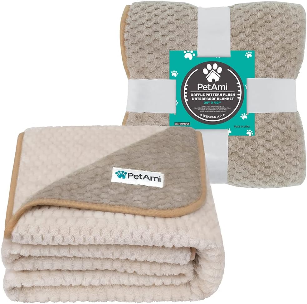 PetAmi Waterproof Dog Blanket, Leakproof Puppy Blanket, 29x40 Taupe Beige
