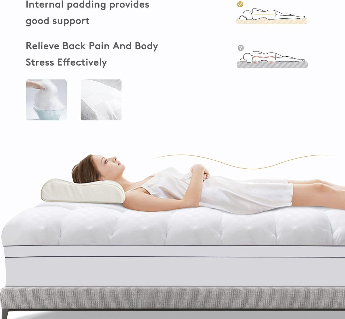 SameBed Mattress Topper Queen,Extra Thick Mattress Pad Cover for Back Pain,Cooling Mattress Protector with 8-21 Inch Deep Pocket,Overfilled Down Alternative Filling