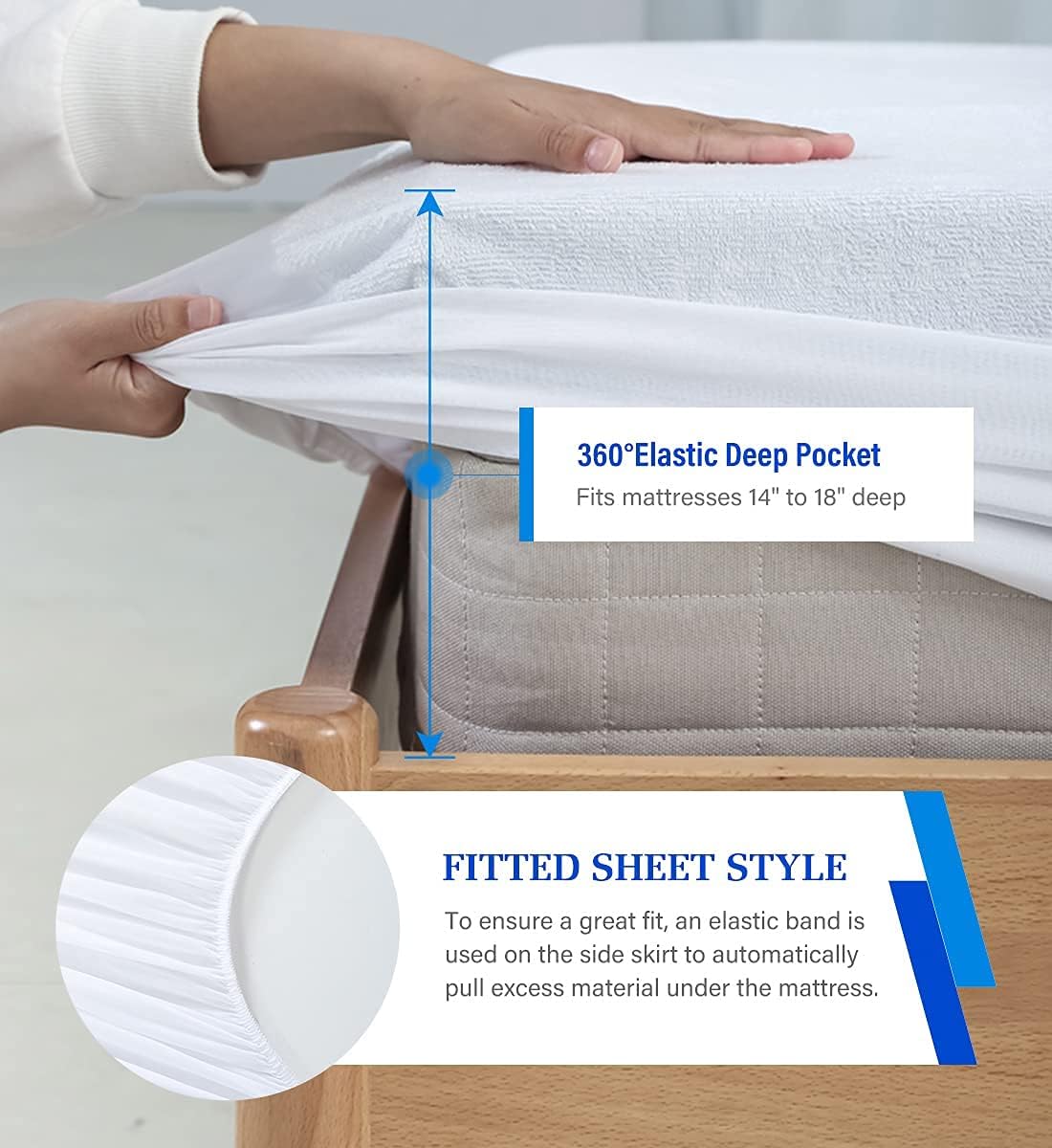 Full Size Mattress Protector Waterproof Mattress Topper Pad Cover Fitted