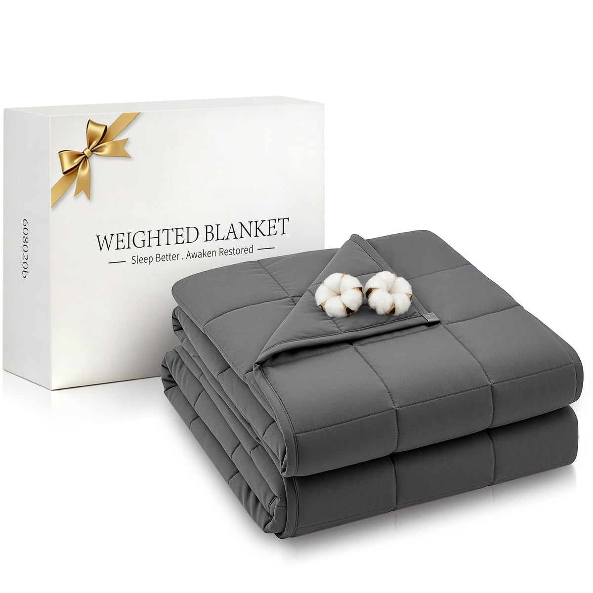 RJOP Cooling Weighted Blanket for Adults (15lbs, 60"x80") Heavy Blanket with Premium Glass, Queen Size Perfect for 190-210 lbs, Soft Breathable, Dark Grey